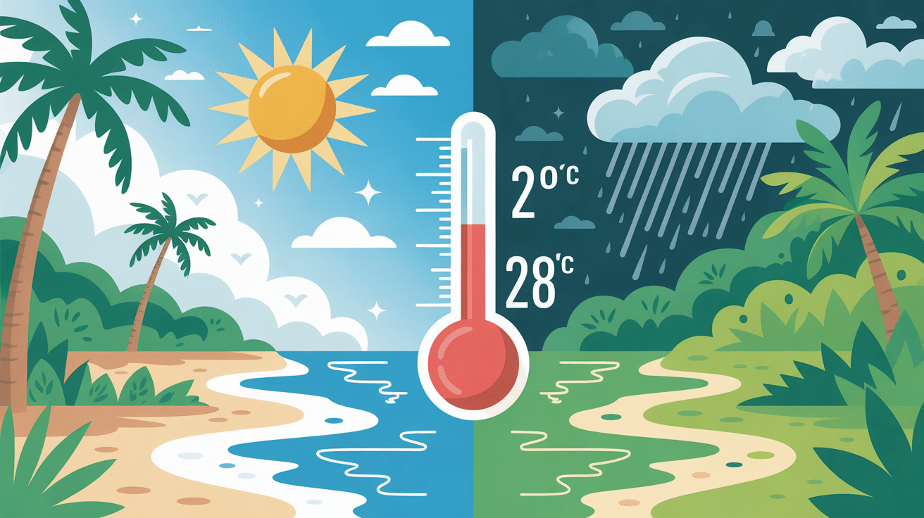 Schéma climat Bali saison sèche et humide, quand partir à Bali