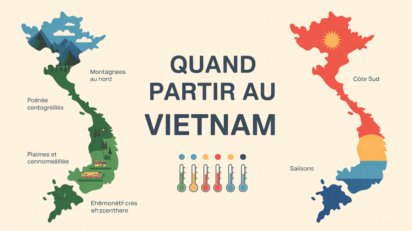 Carte illustrée des climats selon les saisons quand partir au Vietnam