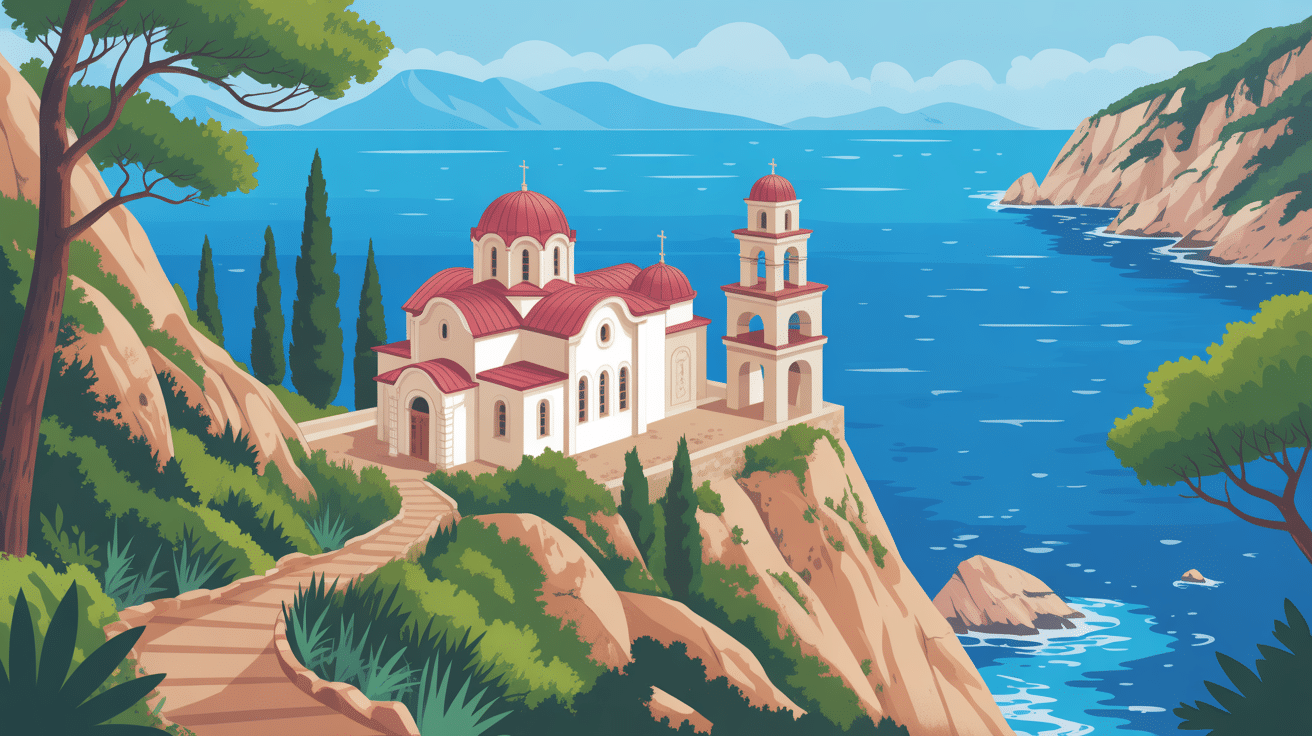 Église Skopelos sentiers pins crique
