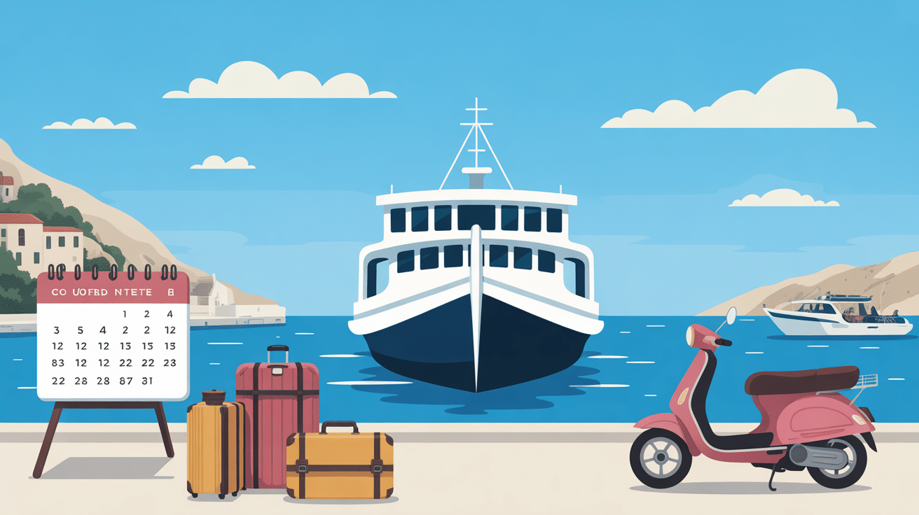 Port Skopelos ferry calendrier scooter