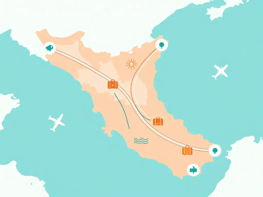 concept diagramme aeroport sicile carte symbolique