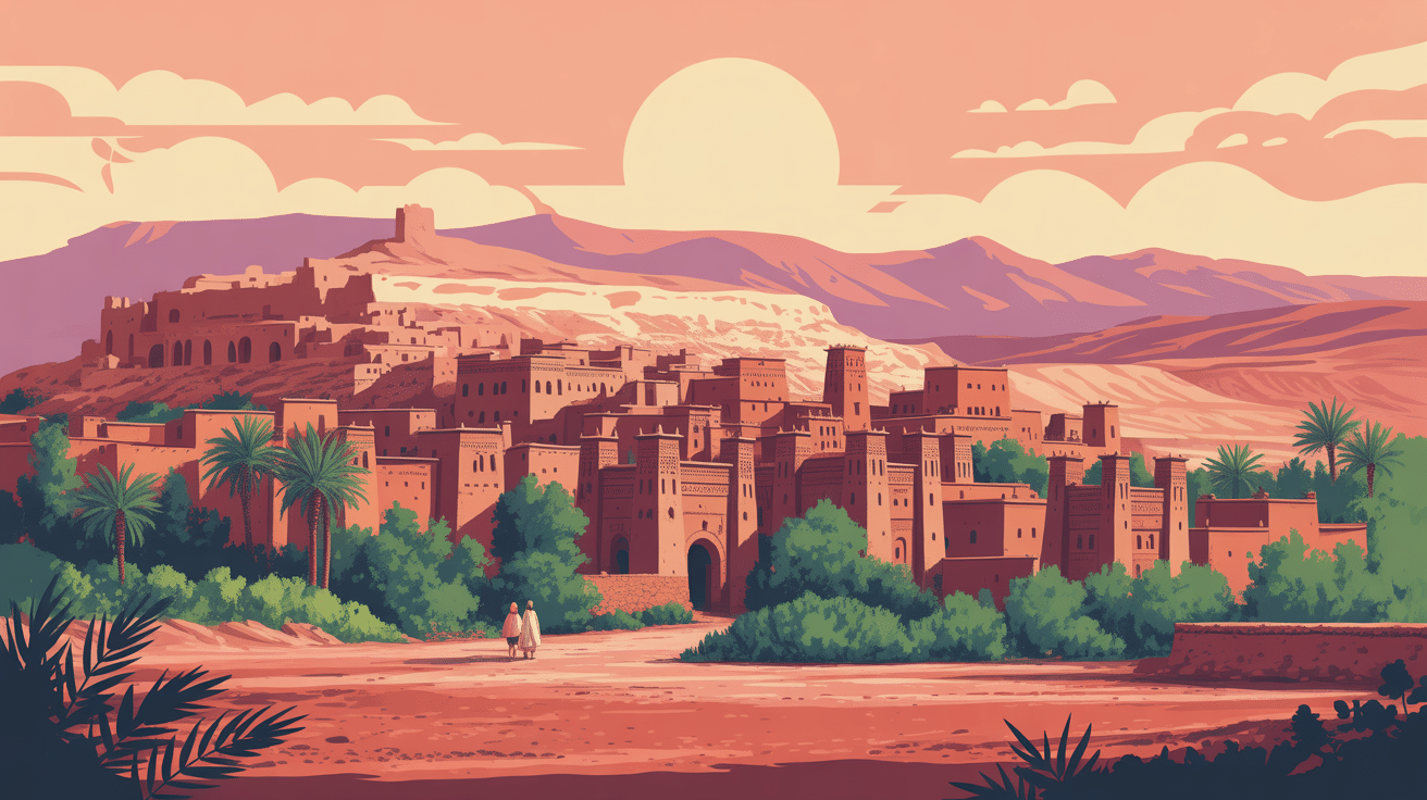 illustration vectorielle ksar ait ben haddou maroc