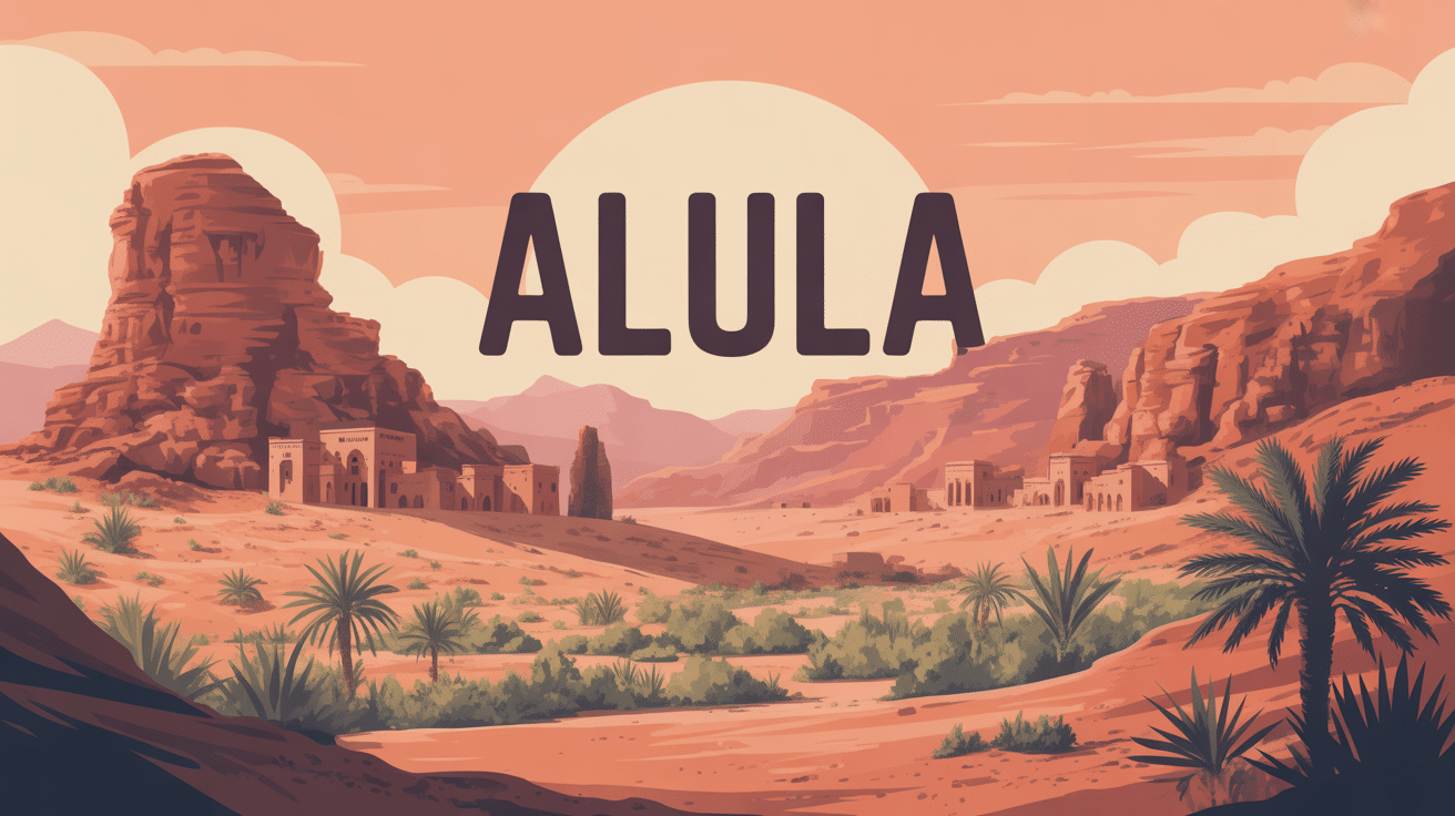 Vue d'ensemble d'AlUla oasis, désert et vestiges