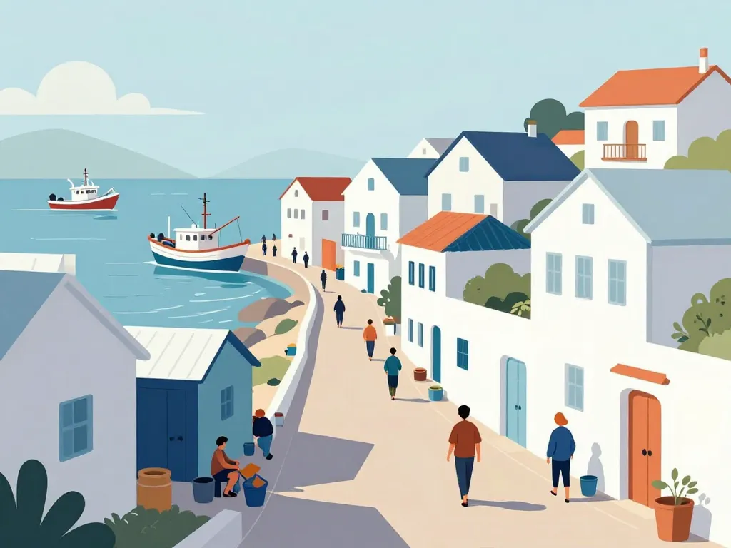 scene village pecheurs la cotiniere animation