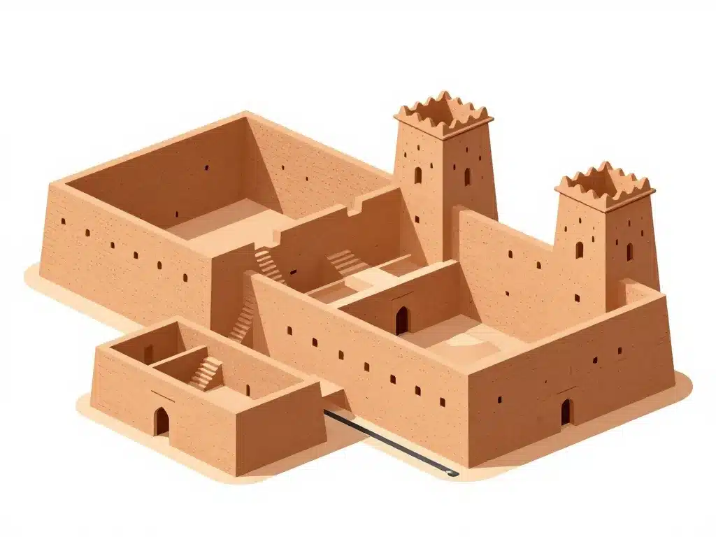 schema architecture ksar ait ben haddou patrimoine