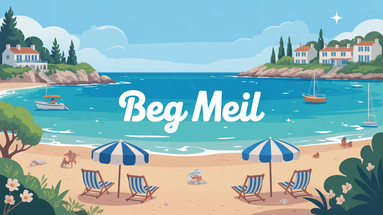 illustration beg meil plage et vue vers glenan