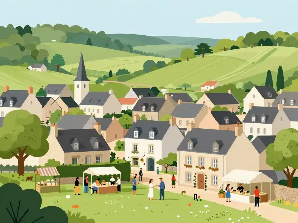 Scène de vie quotidienne Carentoir village breton