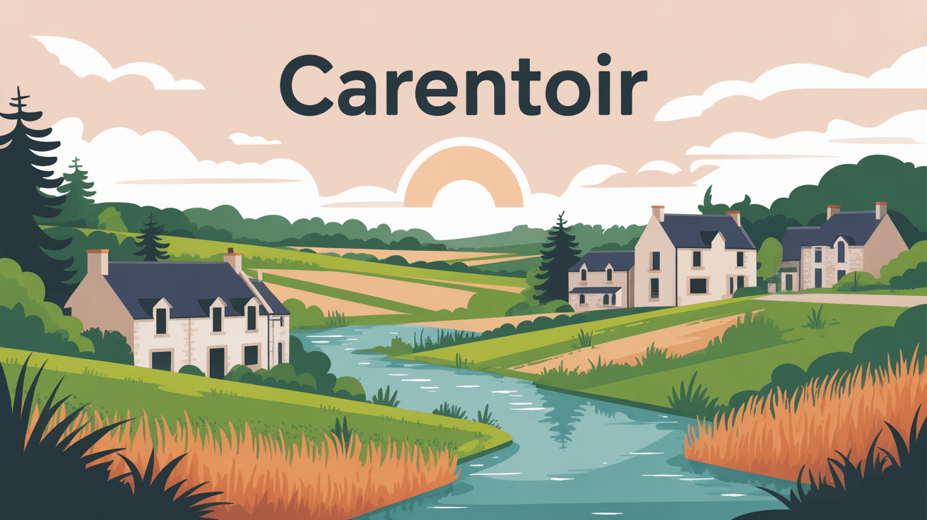 Panorama stylisé de Carentoir paysage breton