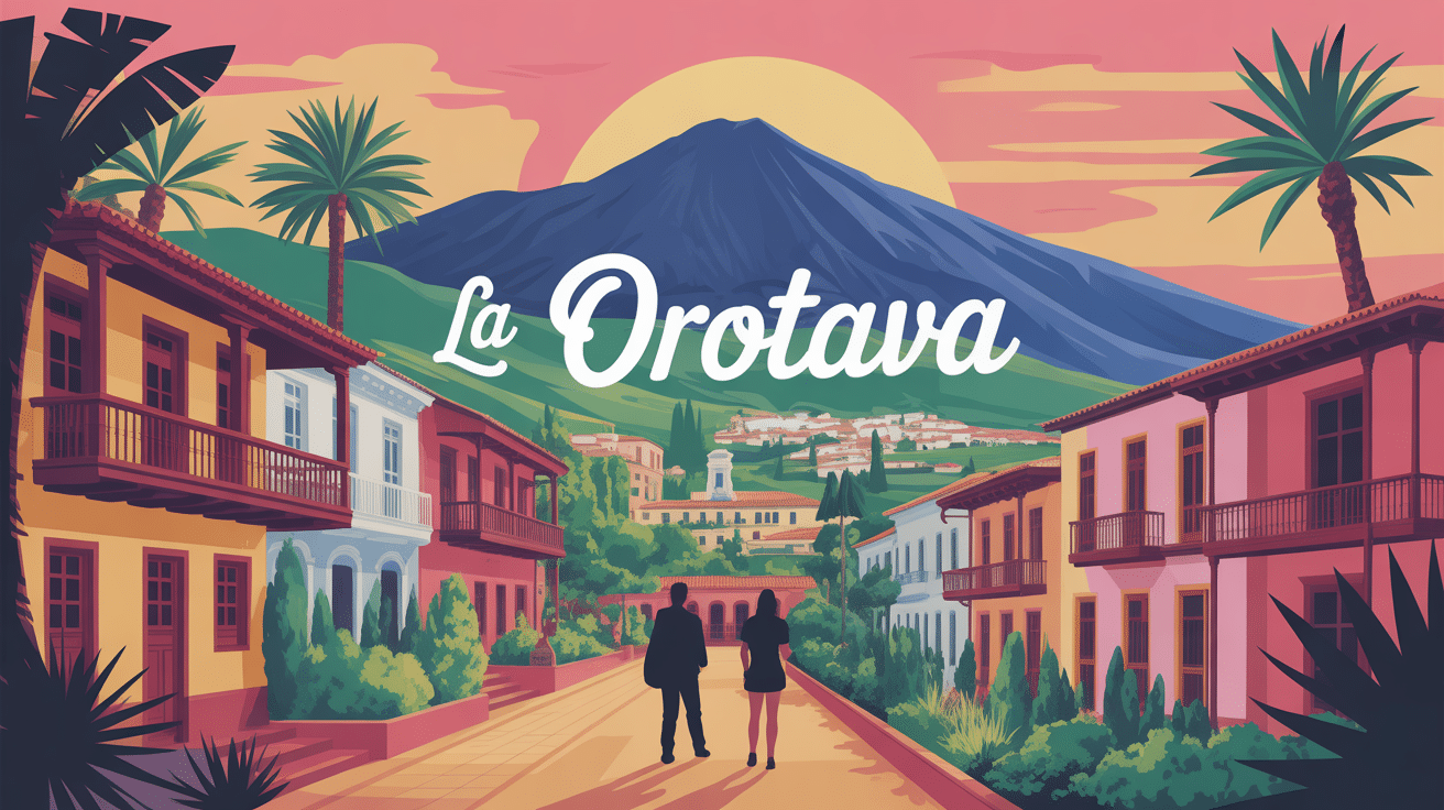 Illustration La Orotava balcons bois Teide