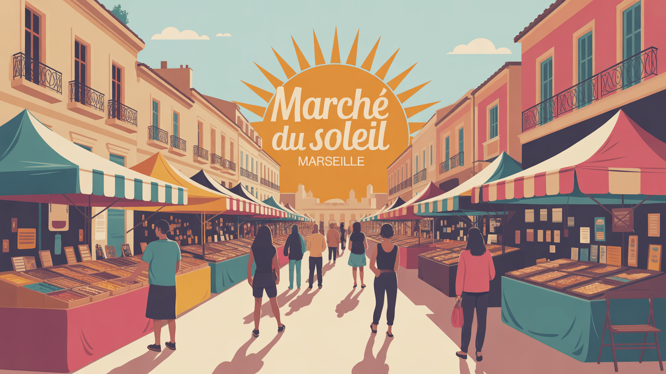 illustration marché du soleil marseille ambiance centrale