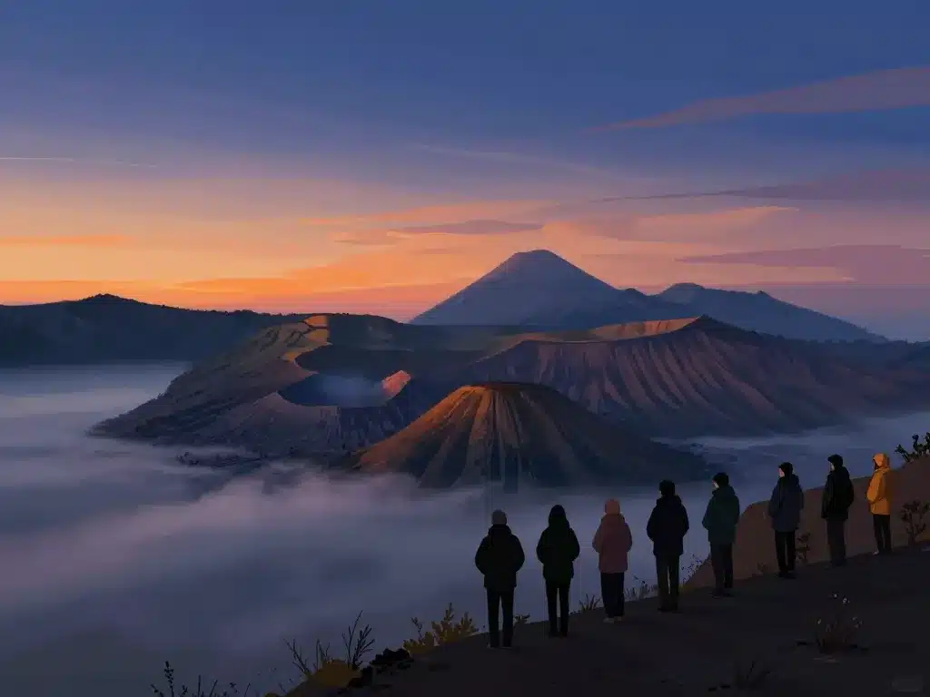 illustration voyageurs lever soleil mont bromo