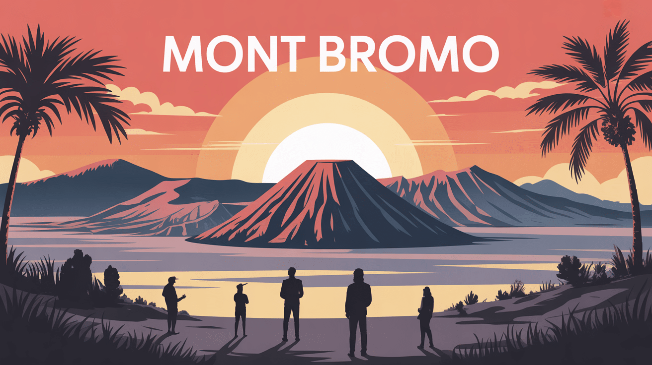 illustration du mont bromo au lever du soleil