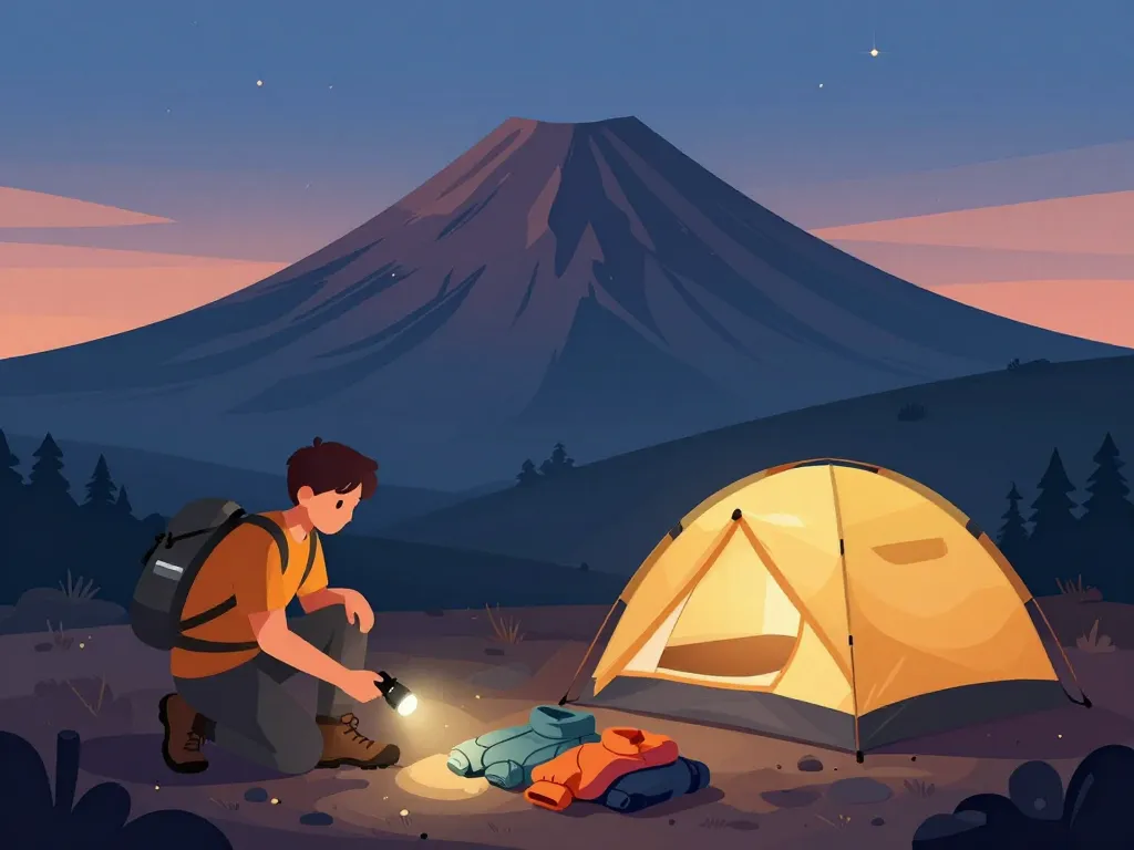 Préparation équipement ascension mont Batur