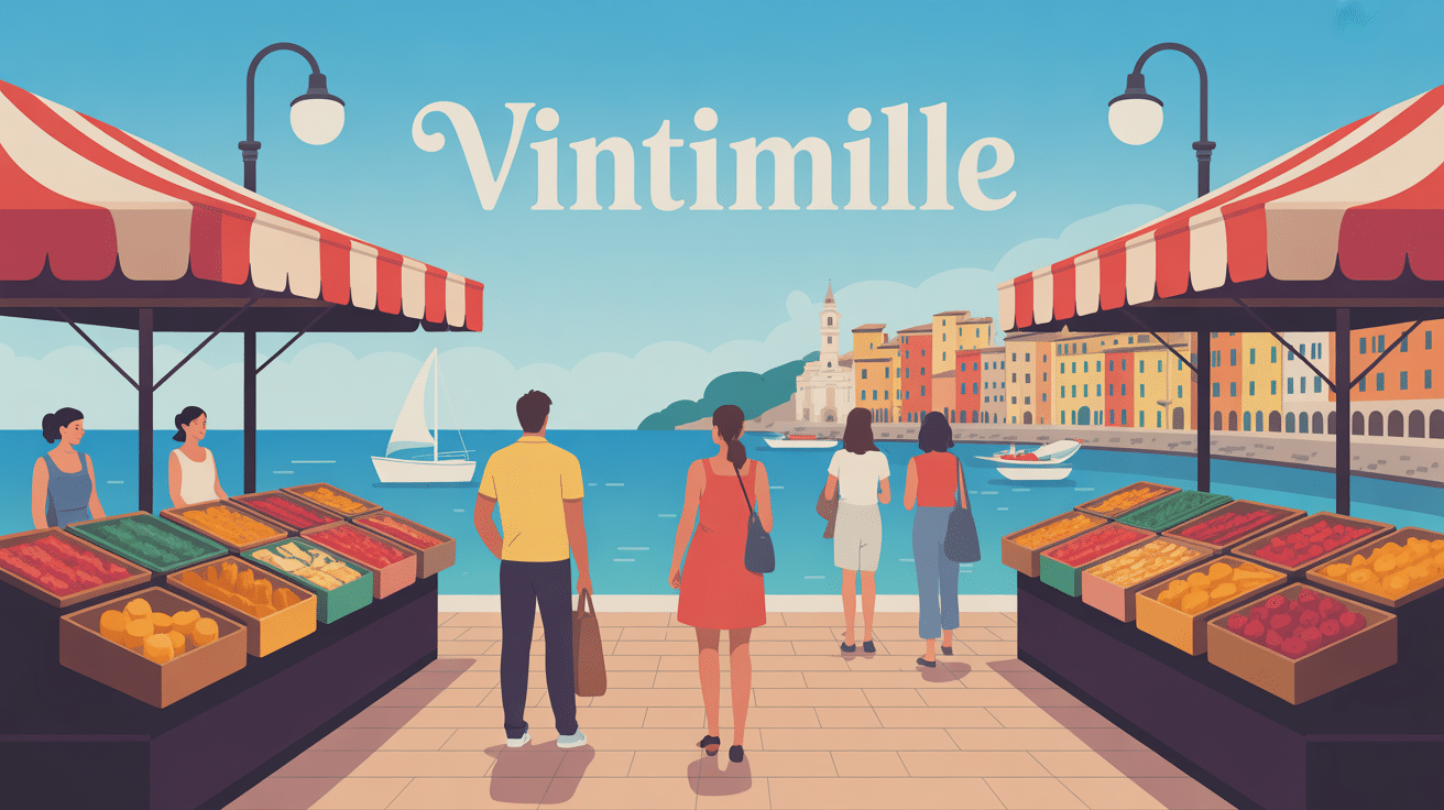 illustration visitez vintimille marché mer