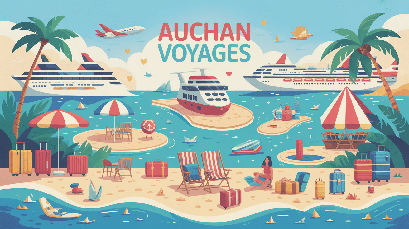 Illustration estivale Auchan Voyages club plage croisière