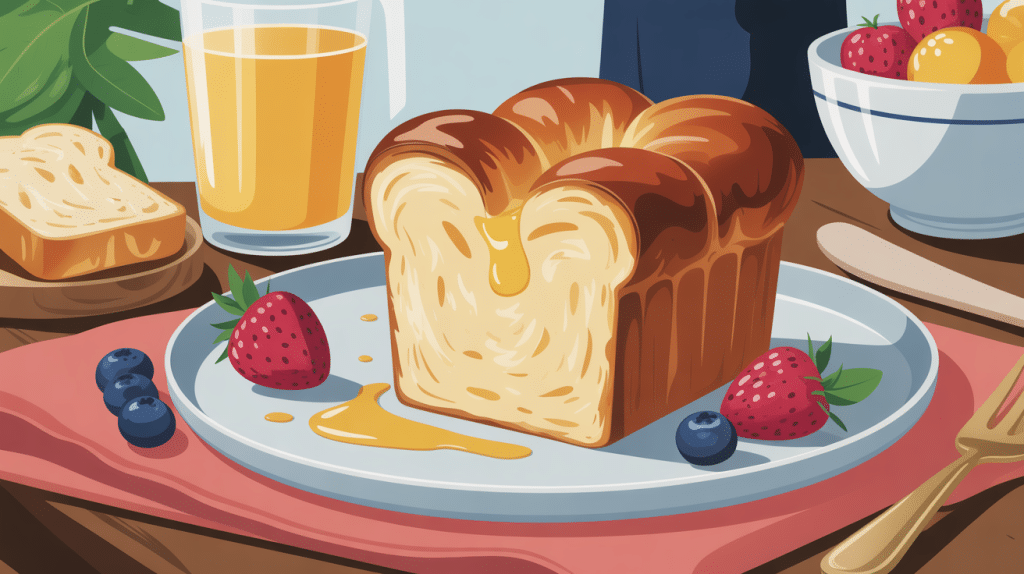 brioche perdue recette, tranche dorée, fruits, sucre glace
