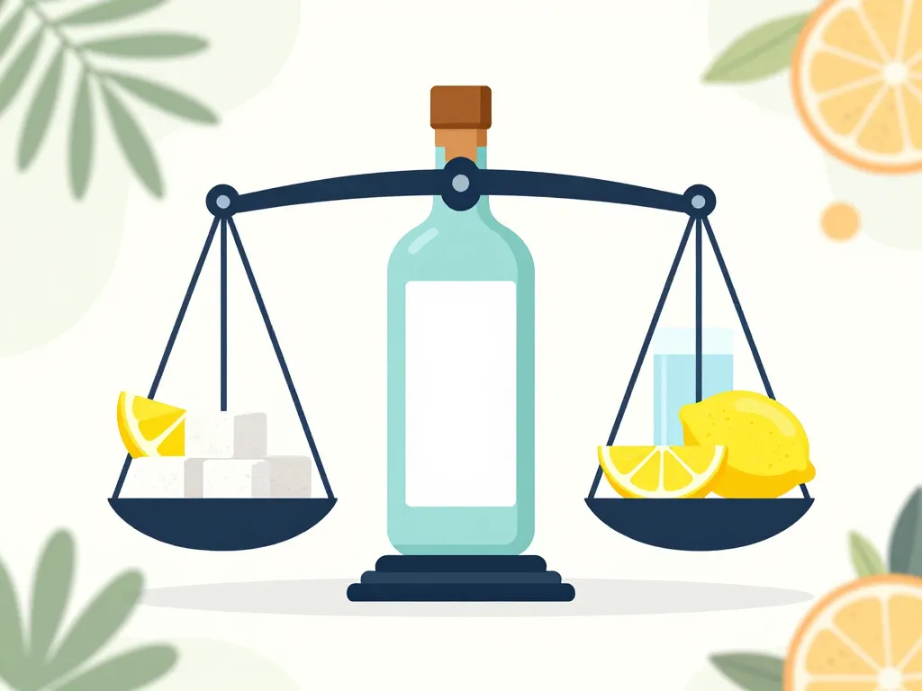 Balance symbolique d’un cocktail gin entre sucre, acidité et amertume