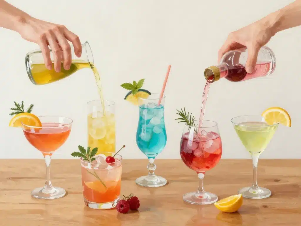 Divers cocktails gin créatifs et faciles sur un bar moderne