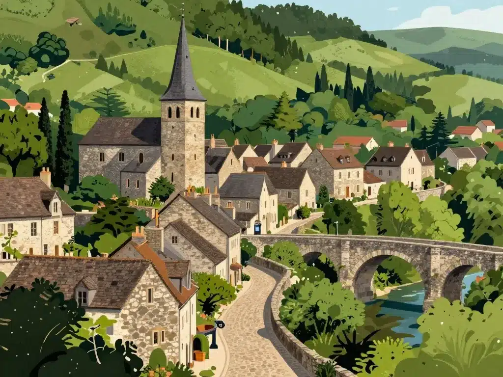 olargues architecture médiévale pont clochers ruelles