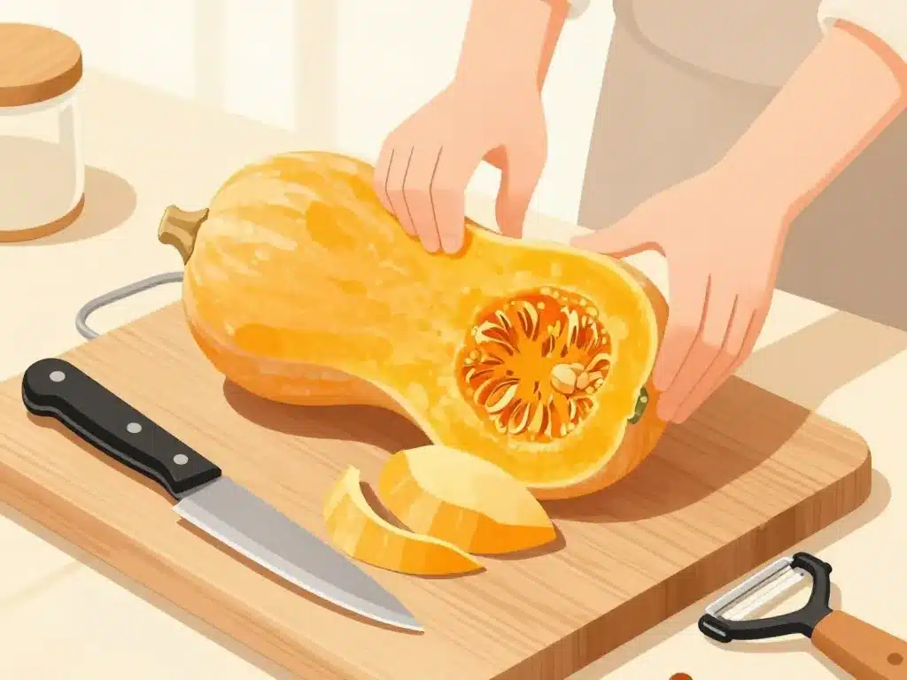 recette butternut four découpe préparation