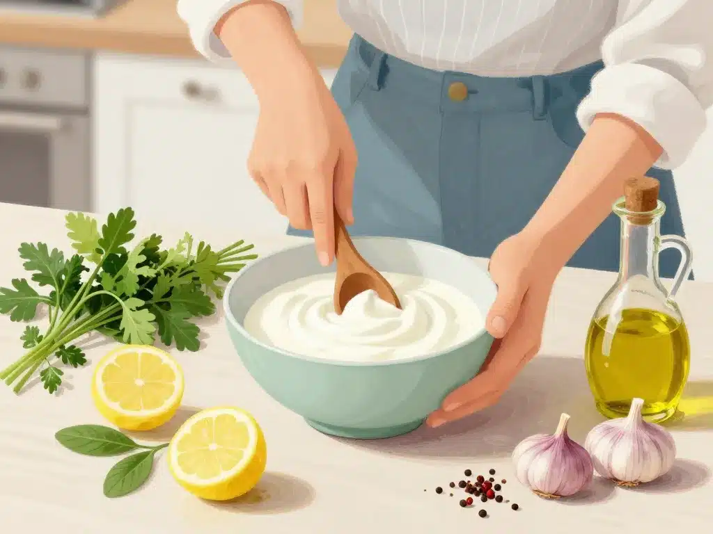 préparation recette sauce au yaourt en cuisine