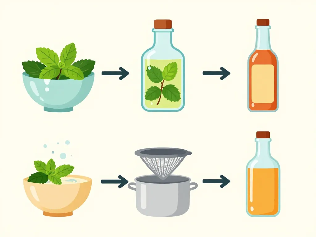 Étapes en images pour recette sirop de menthe maison
