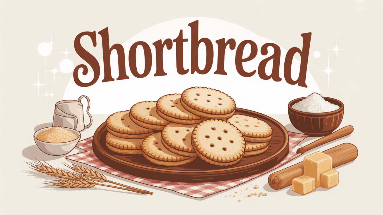 Assortiment de shortbread écossais sur nappe élégante avec ingrédients