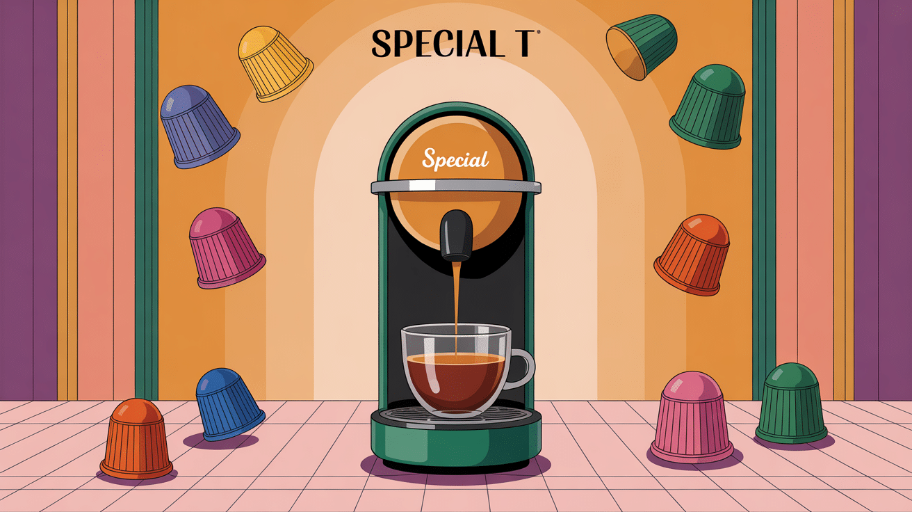 illustration special t machine avec capsules