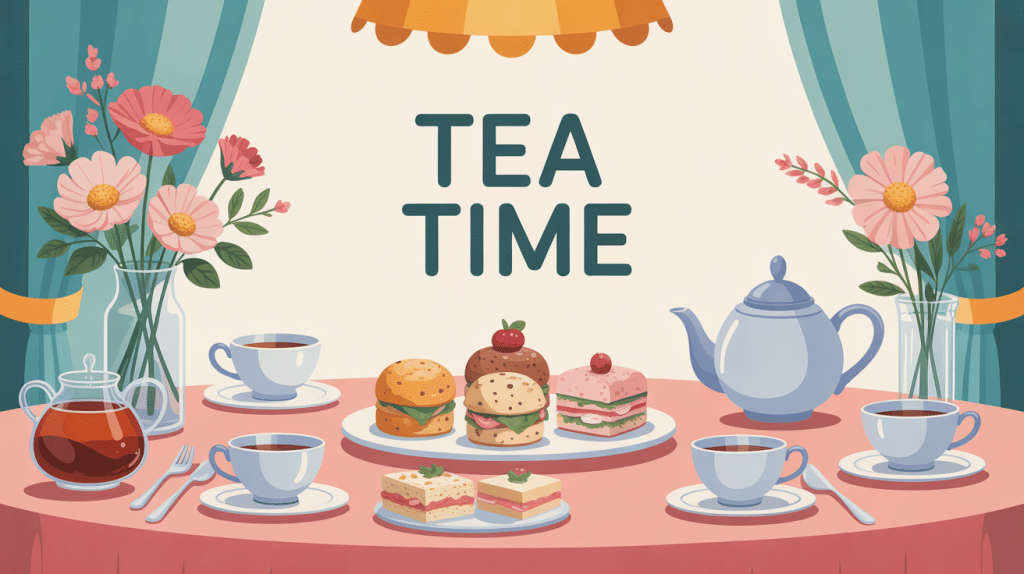 table tea time élégante avec théière et douceurs