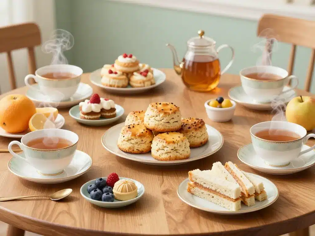 sélection thés gourmandises tea time sur table