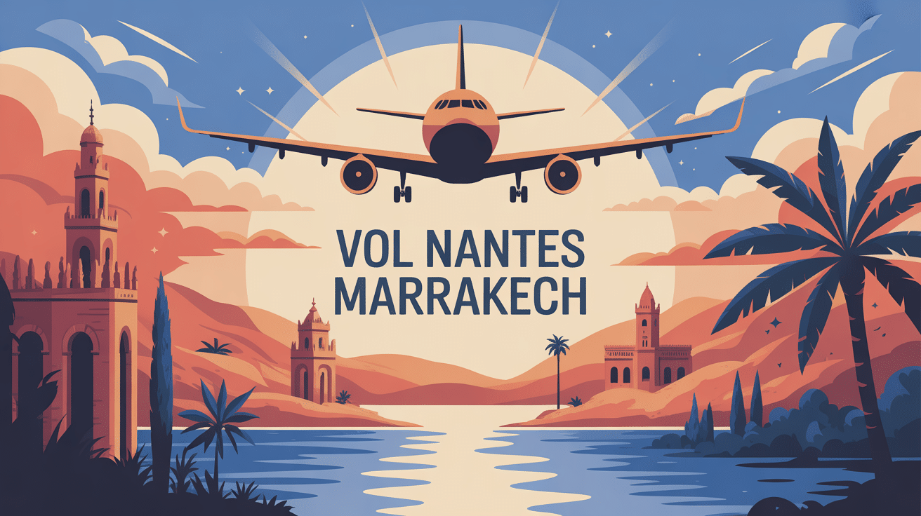 vol nantes marrakech avion stylisé paysages