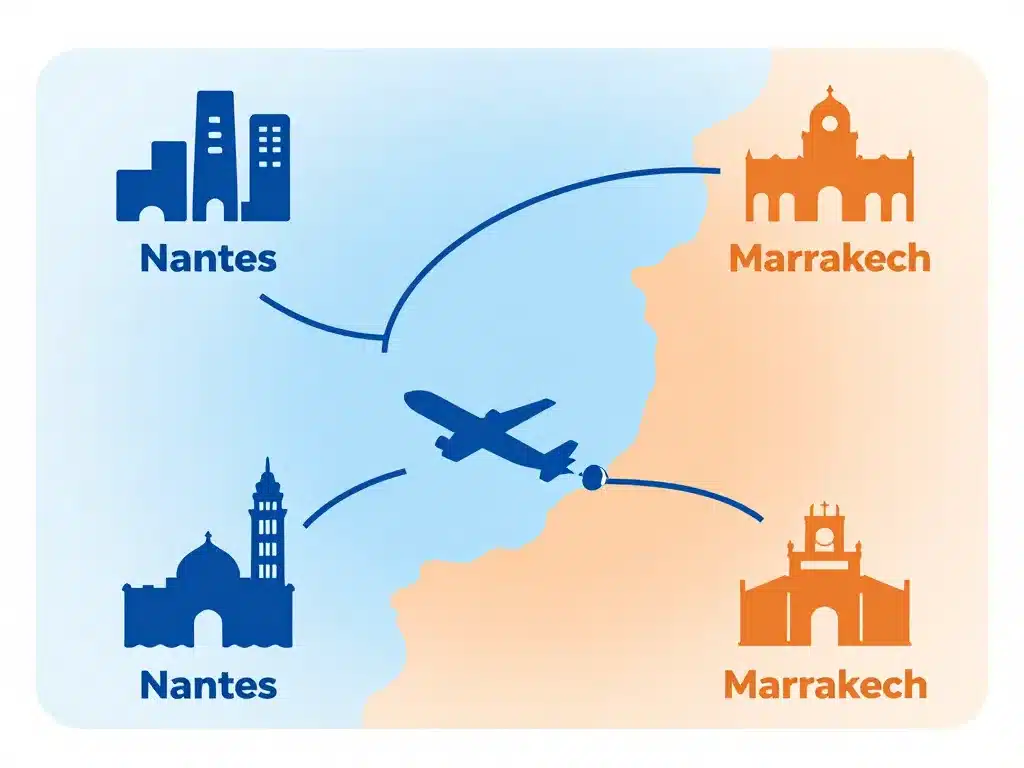 vol nantes marrakech trajet diagramme concept