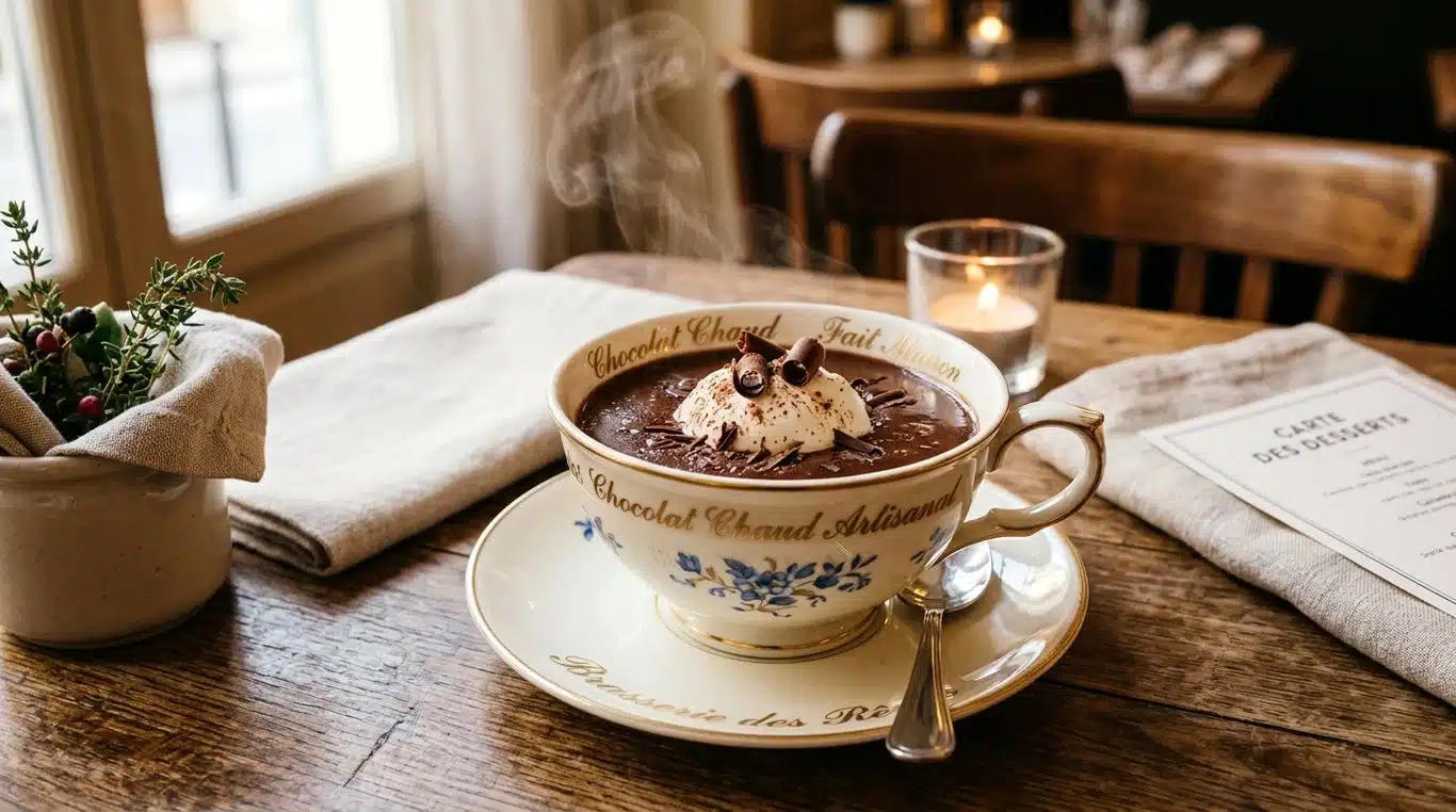 Tasse de chocolat chaud à l'ambre gris
