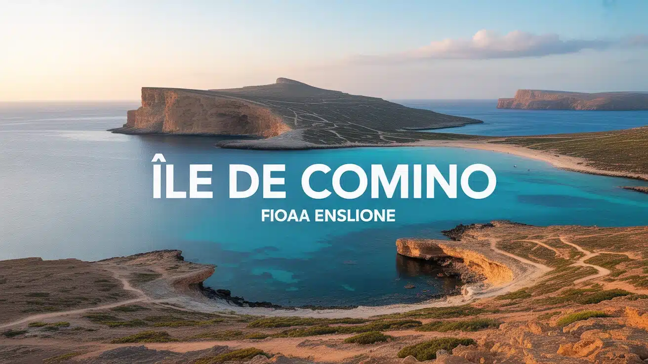Illustration vectorielle de lîle de Comino avec eaux turquoise et falaises