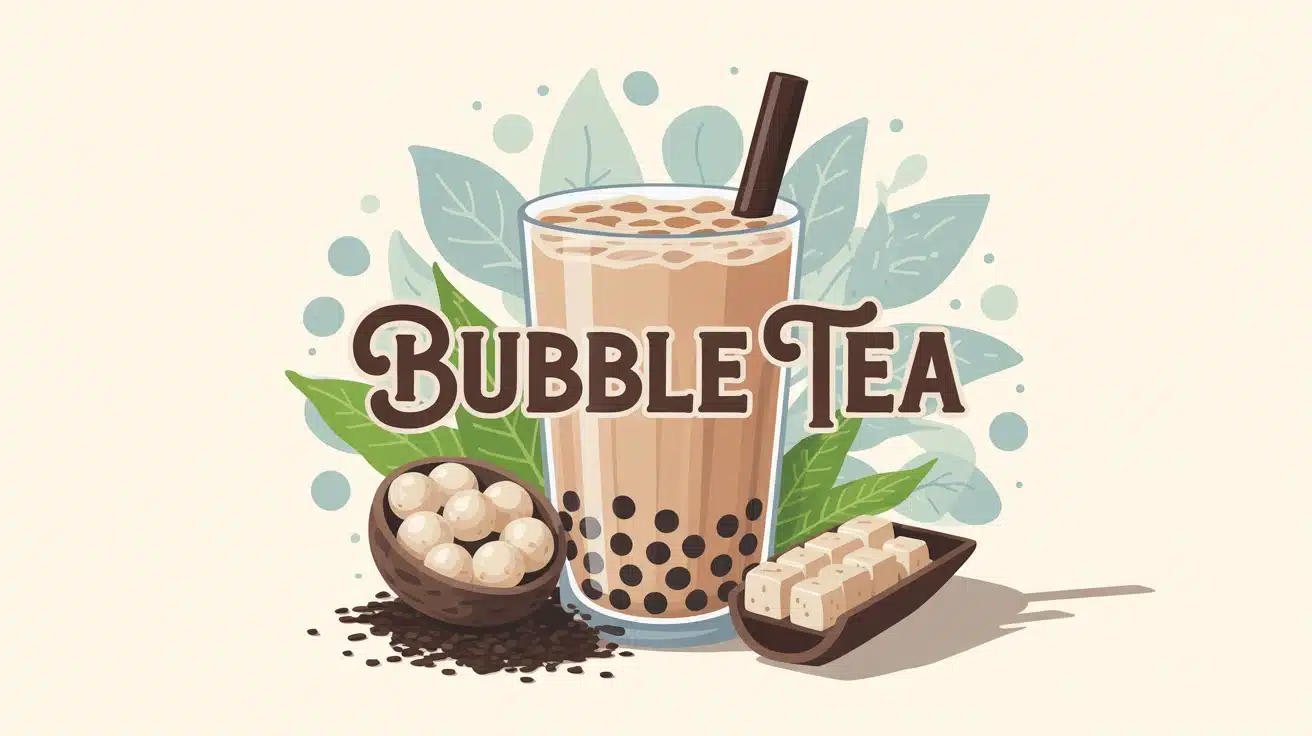 Illustration vectorielle bubble tea avec perles de tapioca