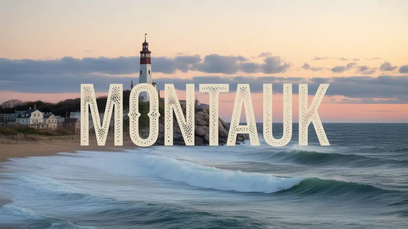 Illustration Montauk phare océan coucher de soleil