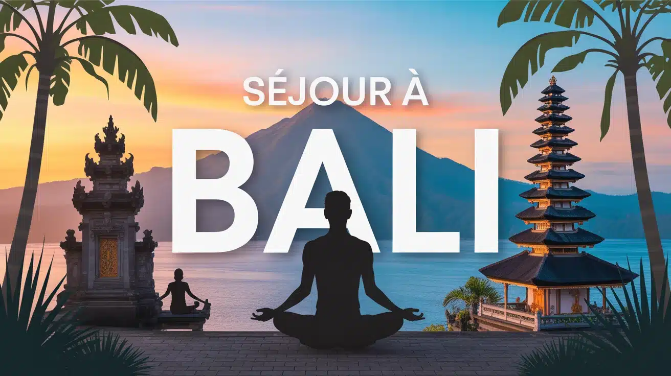 illustration séjour à Bali volcans rizières temples méditation