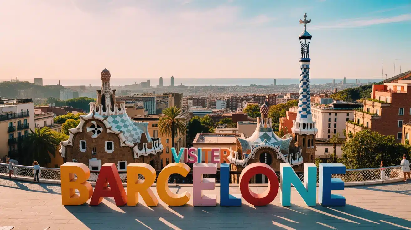 Illustration vectorielle de Barcelone avec Sagrada Família et Parc Güell
