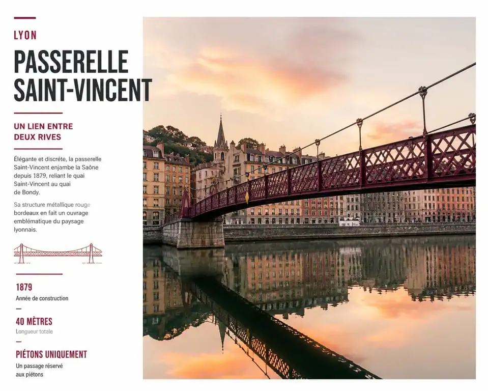 Passerelle Saint-Vincent à Lyon, pont piéton historique sur la Saône
