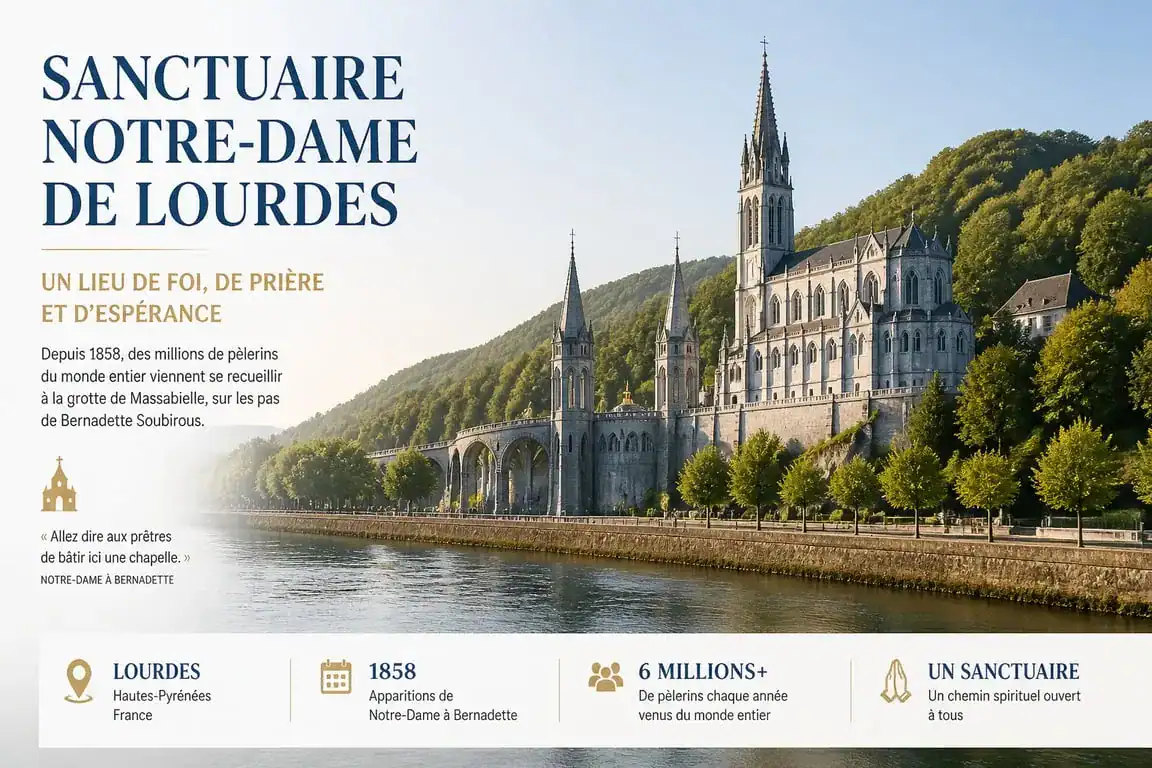 Vue panoramique du Sanctuaire Notre-Dame de Lourdes, incontournable à visiter