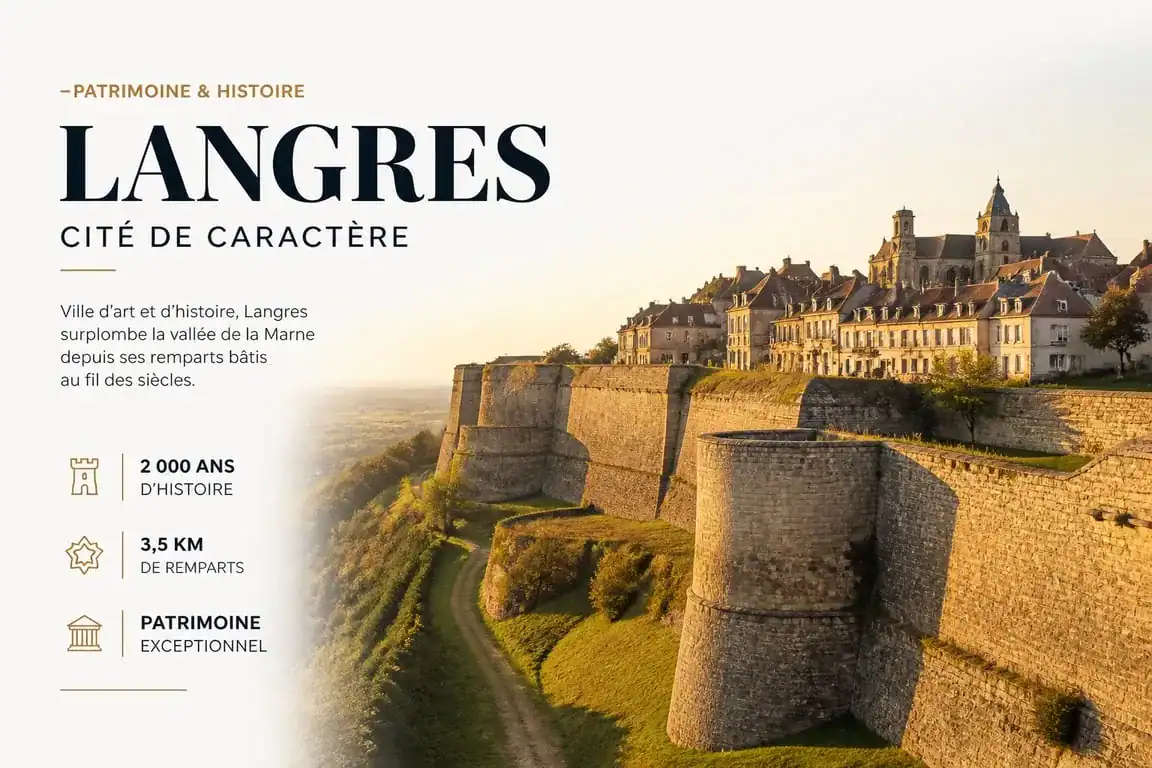 Vue panoramique des remparts de Langres, destination idéale pour un séjour en hôtel de charme