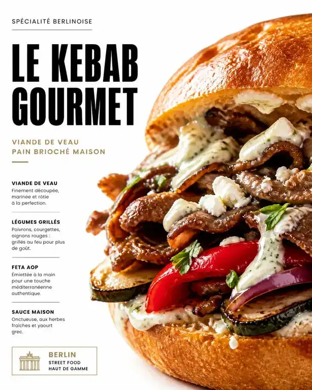 Kebab gourmet artisanal à Lyon avec viande de veau et légumes grillés