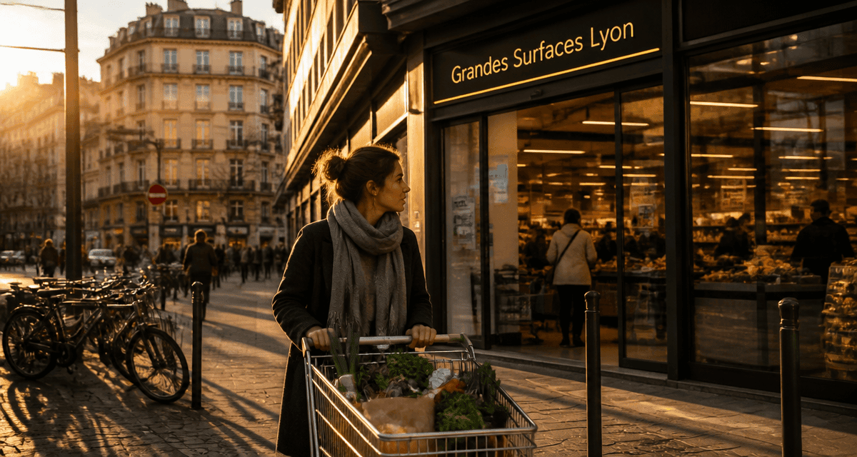 grande surface Lyon devant supermarché