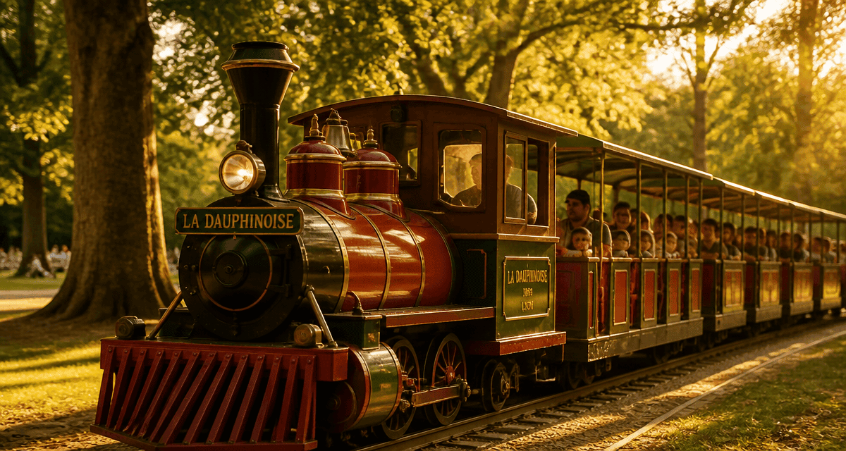 Le petit train du parc de la Tête d'Or sur les rails