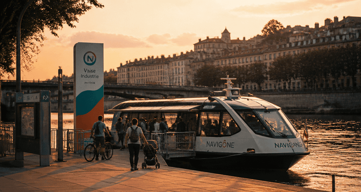 le vaporetto navette fluviale lyon arrêt vaise à quai