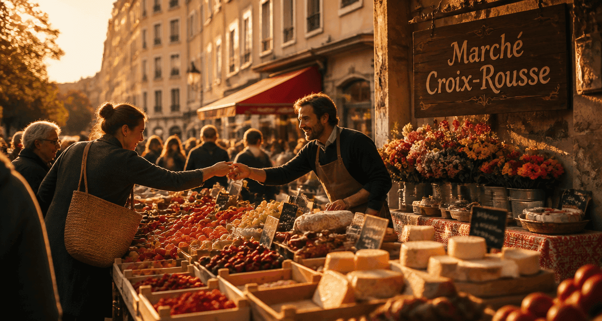 marché croix rousse étals fruits charcuterie lyon