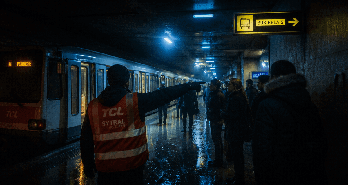 panne de métro lyon quai évacué bus relais