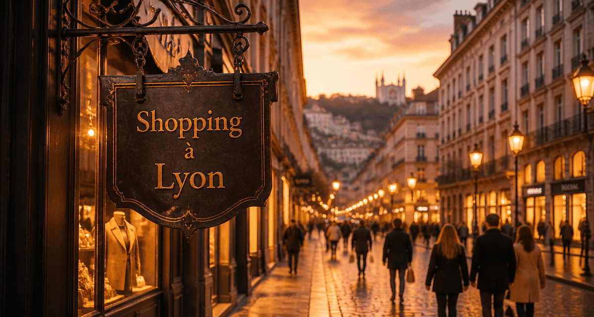 Rue commerçante Lyon, immeubles haussmanniens et boutiques