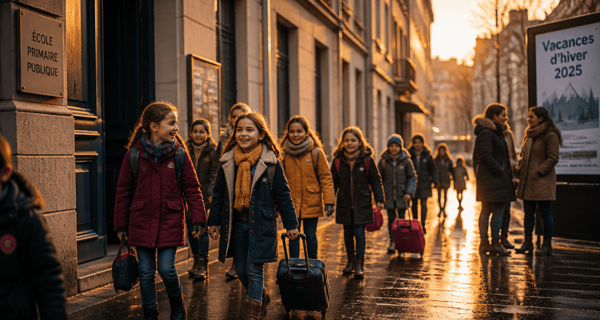vacances fevrier 2025 lyon enfants devant ecole