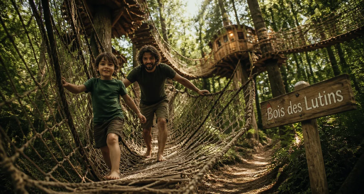 Avis sur bois des lutins Lyon Diémoz : enfant et parent dans la forêt, parc familial